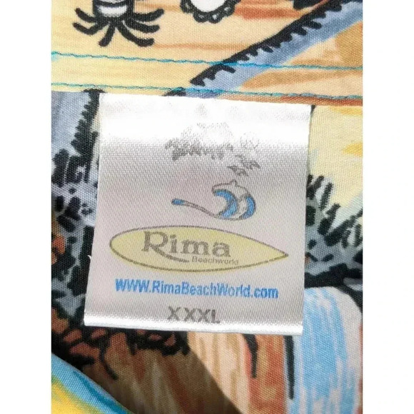 Rima Men's 3XL Hawaiian Shirt Blue Tropical Pocket Resort Wear Beach Cruise BBQ - Picture 4 of 8